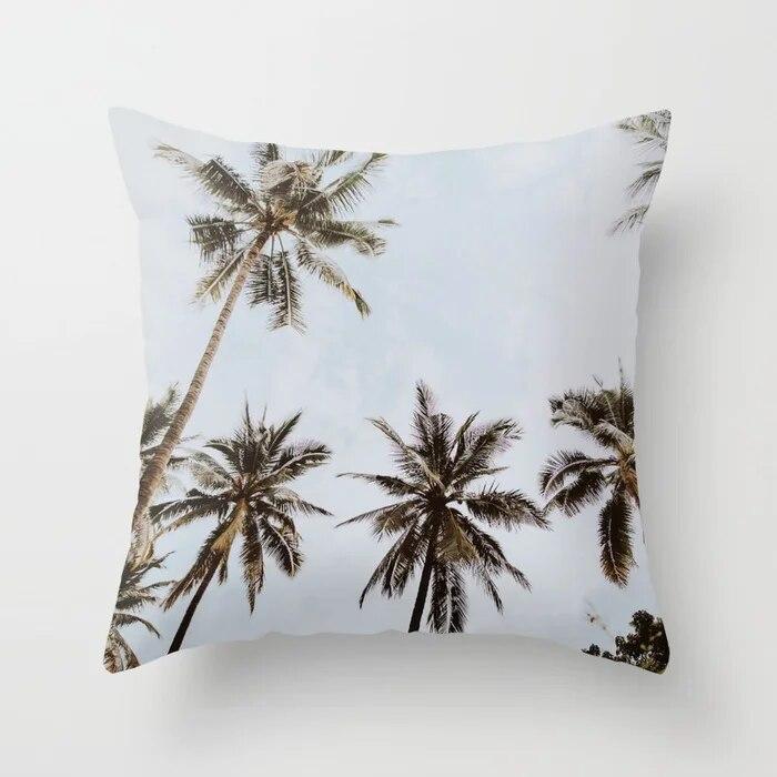 Summer Vacation Cushion Cover Pink Beach Wave Mountain Sofa Pillowcase Bedroom Home Car Office Accessories