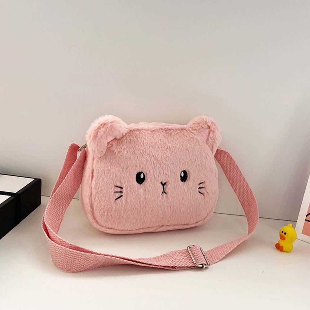 Cartoon Cat Women Handbags Plush Soft Messenger Bag Plush Shoulder Bag  Baby Girls Toy Gift