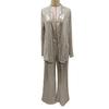 Women Pant Coat Shiny Sequin Formal Commute Style Solid Color Cardigan Long Seeve