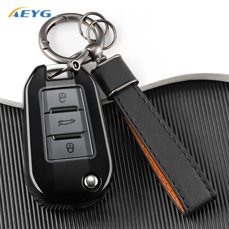 Tpu Key Case Cover Holder Fob Keychain For Peugeot 208 3008 308 508 408 2008 307 4008 For Citroen C4 C3 C6 Cactus C8 3 Buttons