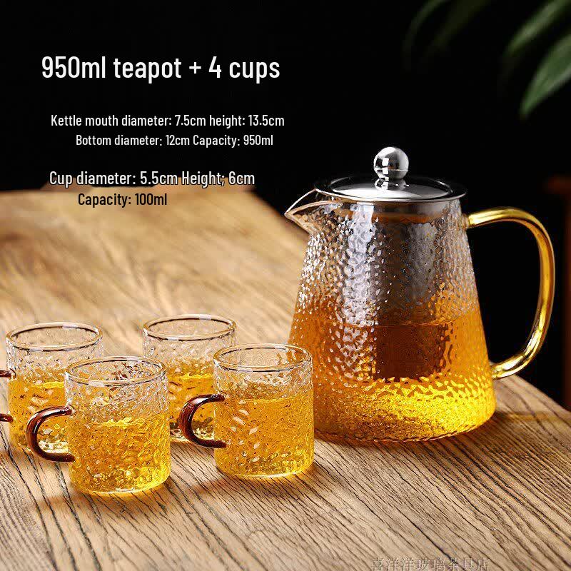 Qiwei Heat-Resistant Glass Teapot with Stainless Steel Filter