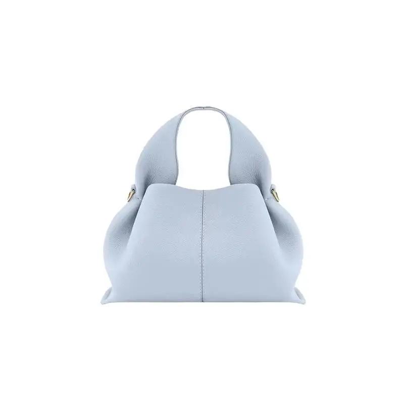 Cloud Bag Echt Leer Lichte Luxe Franse Dumpling Tas Europese en Amerikaanse Retro High-end Handtas, Dames Crossbody Tas small gray
