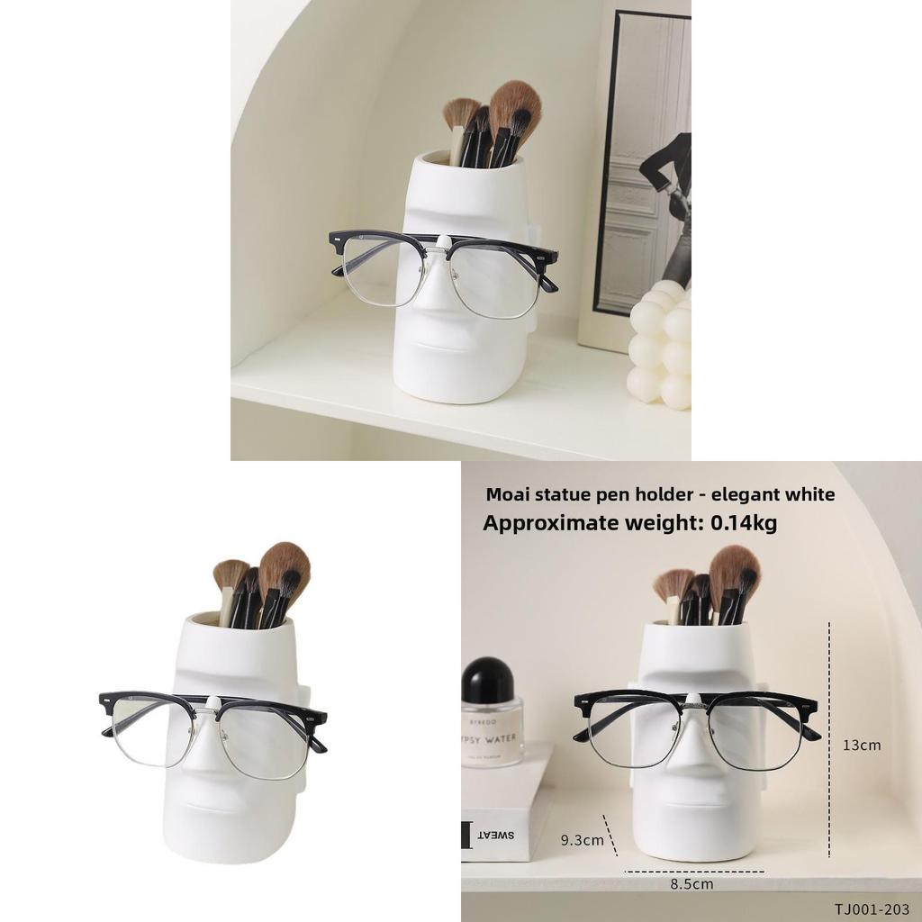 Moai Statue Eyeglass Holder Desktop Organizer With Multifunctional Storage For Home Office Decor