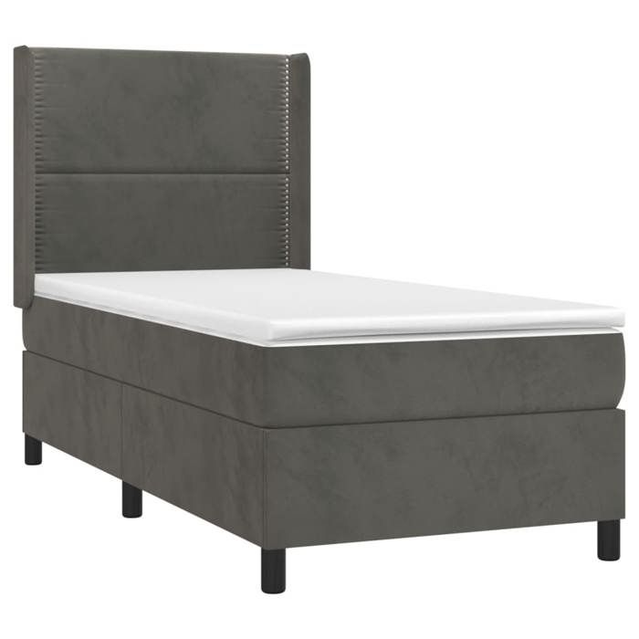 Maison Exclusive - Sommier à lattes de lit et matelas Gris foncé 90x190 cm Velours