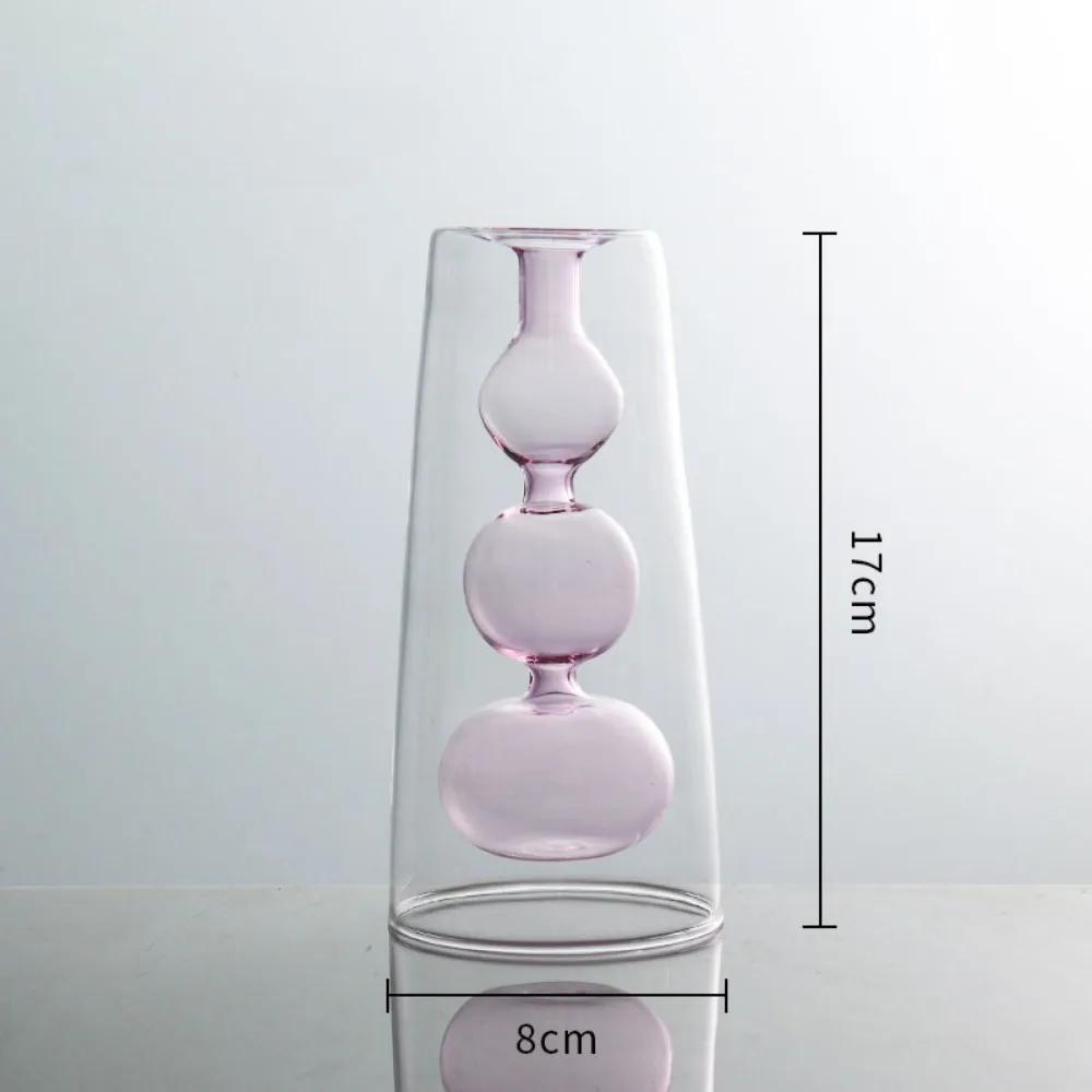 Современная Простая Стеклянная Креативная Двойная Прозрачная Ваза Цветная Гидропонная Стеклянная Ваза Нордический Стиль Аксессуары для Домашнего Декора