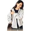 Anta Sports Lifestyle Series Solid Color Zipper Hooded Comfortable Breathable Fleece Warm Loose Jacket Women jackets Cloud-Gray 962448705-2