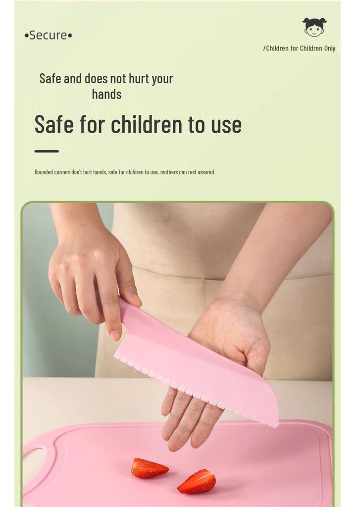 Child-Safe Kindergarten Plastic Cutting Board & Knife Set for Early Education