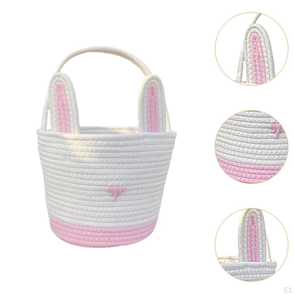 Easter Basket Eggs Bag Handwoven Woven Rope for Boys Girls Kids Children Party
