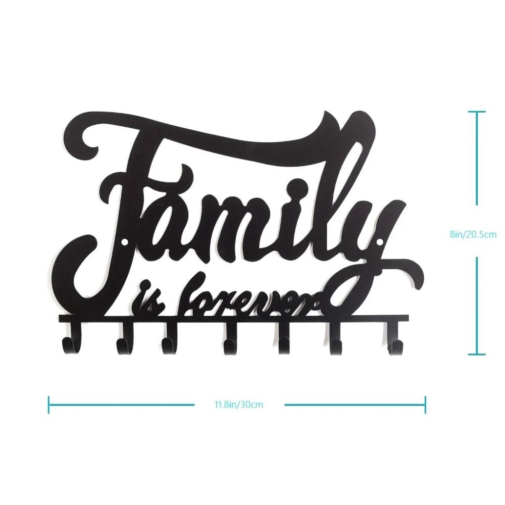 1pc Black Metal Wall Mounted Key Holder - Decorative Home Rack with Hooks, Stylish Iron Art for Keys and Coats