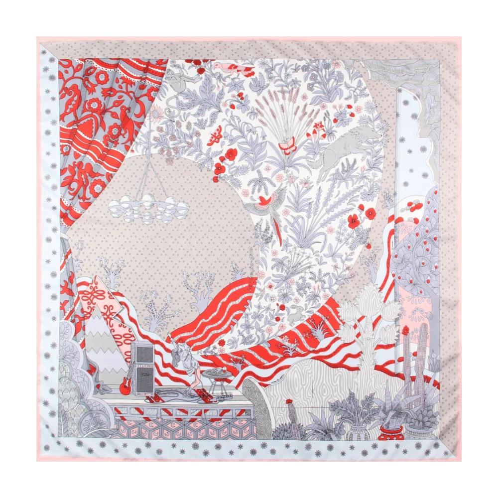 Manual Hand Rolled Twill Silk Scarf Women Concert Print Square Scarves Wraps Echarpes Curled Foulards Femme Bandana Hijabs 90Cm