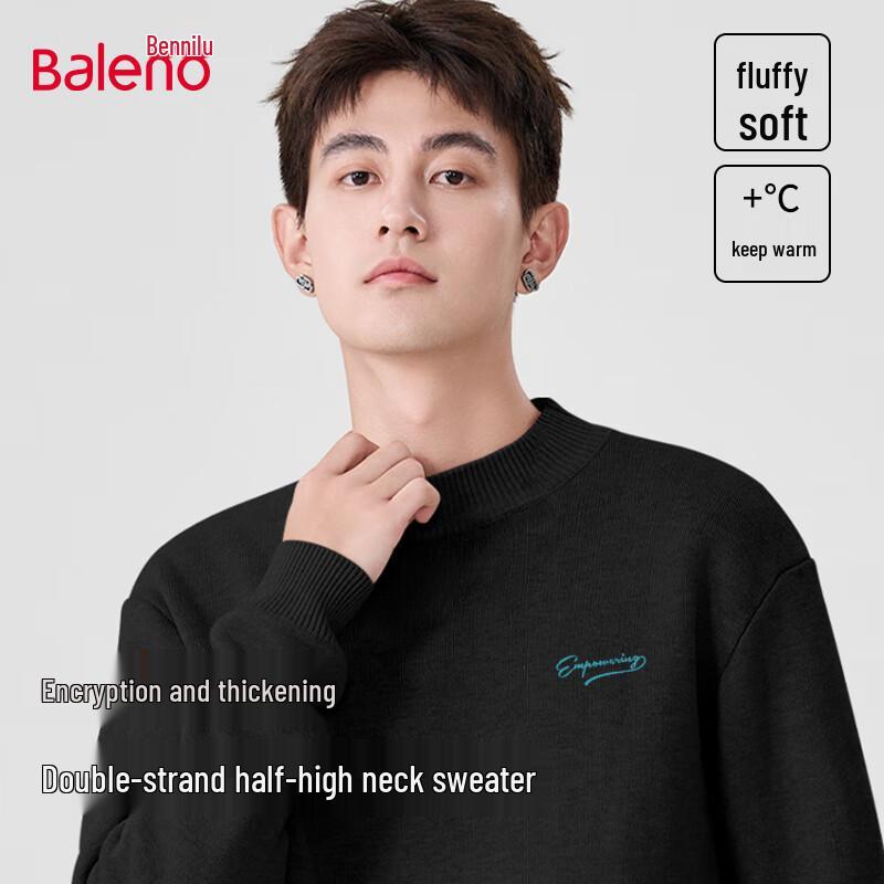 

Baleno Men s Half-High Collar Plush Lined Knit Sweater XL