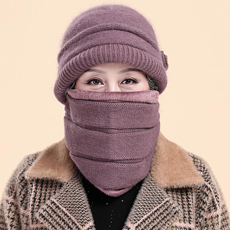 

Middle-aged winter hat Old lady dome basin hat Ladies warm and cold-proof knitted hat Middle-aged grandmother hat One Size темно-червоний колір