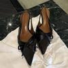 Fashion Summer Butterfly-knot Women Sandals Fashion Pointed Toe Singbacks Shoes Ladies Elegant Dancing Party Pumps Zapatos De Mujer