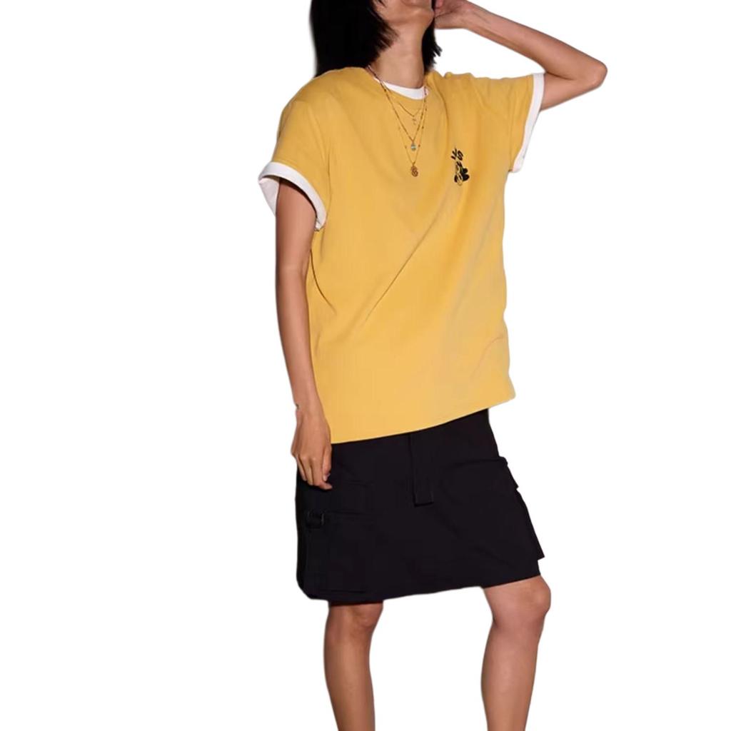 Vans Simple Round Neck Pullover Short Sleeve T-Shirt Women Tops Ginger-Yellow VN000NNPOC2