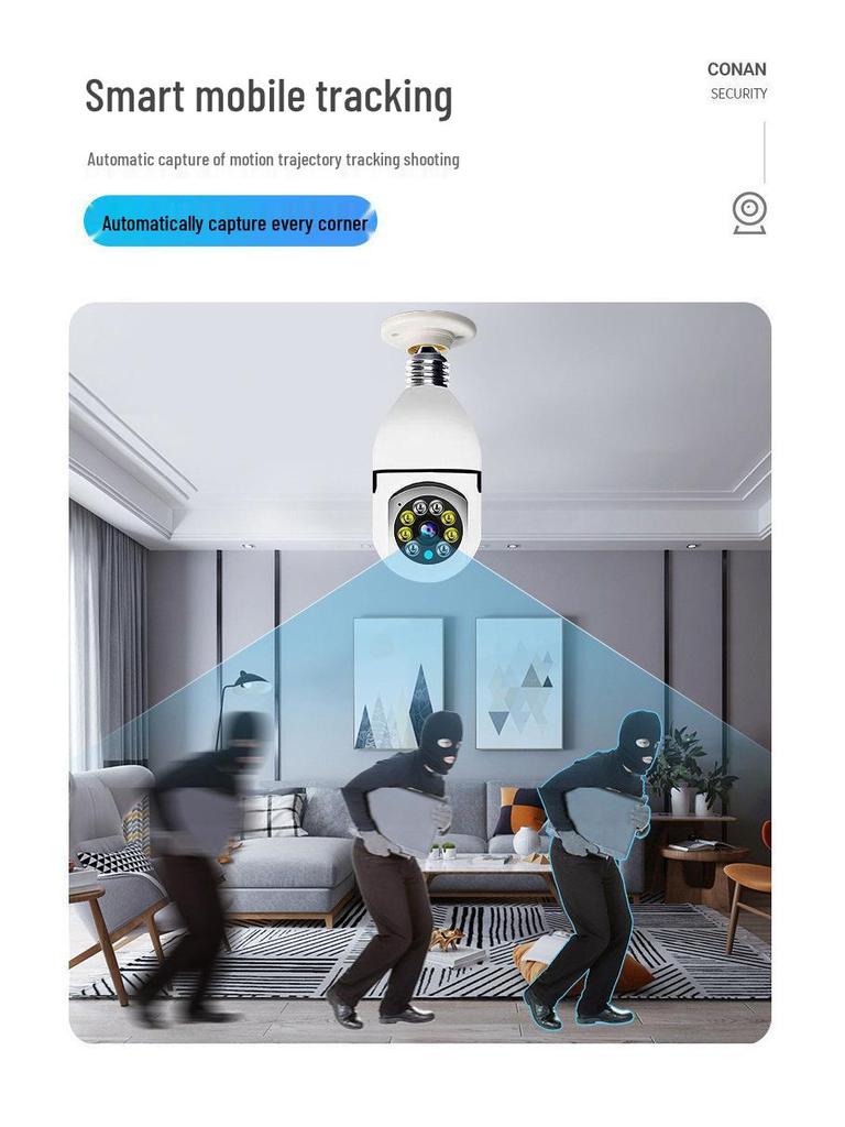 200W E27 WiFi Dual-Light Wireless Home Camera with Two-Way Audio & Remote Monitoring