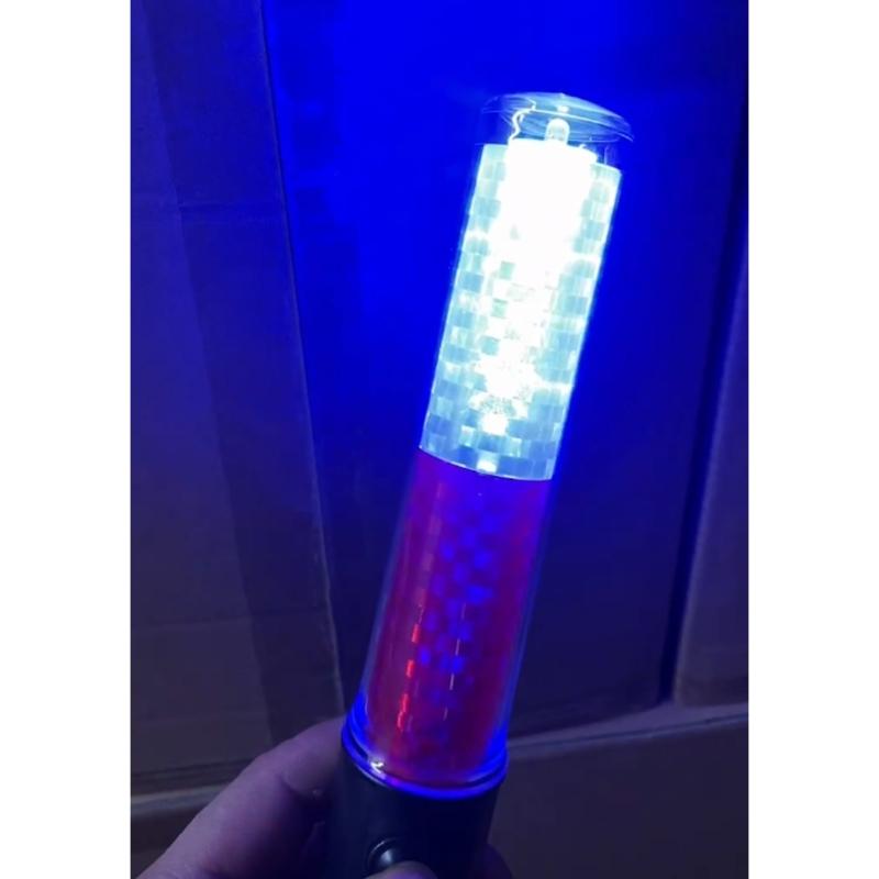 Re Blue Safety Traffic Batons Flashing Warning Light LED Traffic Wand Multifunctional for Airport Parking Directing