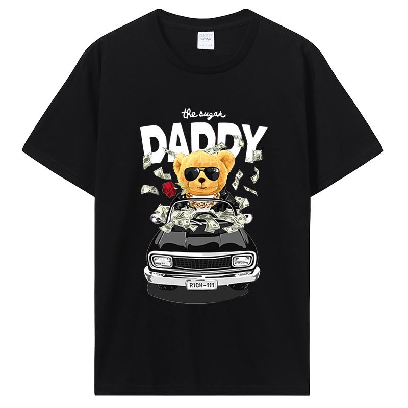 Teddy Bear Money Car Print T-shirt