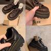 Cowhide Version~ Classic Lace-up Round Head Versatile Single Shoes Low Heel Derby Small Leather Shoes Women