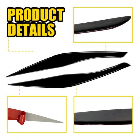 Car Headlight Eyebrow Eyelid Cover Trim Black For BMW 3 Series E90 E91 2005-2012