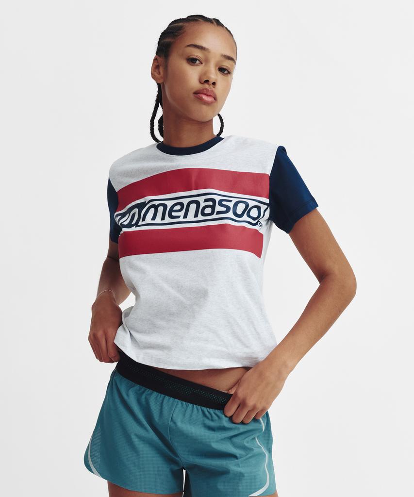 Minasu Menasoo Run Logo Short Sleeve T Shirt_White Melange