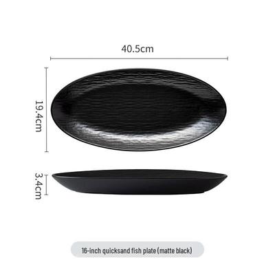 ZISIZ Japanese Style Stone Pattern Ceramic Fish Plate