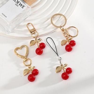 Vielseitiger moderner Kirsch-Schlüsselanhänger - Minimalistischer High-End-Metall-Taschenanhänger für grenzüberschreitende Mode
