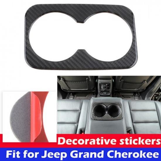 For Jeep Grand Cherokee 11-20 Carbon Look Rear Seat Cup Holder Panel Cover Trim