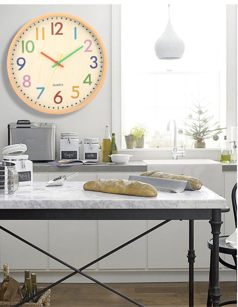 12-inch Cartoon Color Wall Clock for Bedroom & Living Room – Personalized, Creative, Fashionable Design for Children's Room