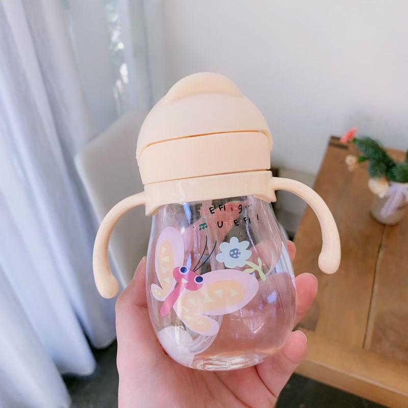 

Милый детский поильник с трубочкой и гравитационным шариком, защищающий от удушья - Портальная обучающая чашка с ручкой для детей детского сада 300ml жёлтый