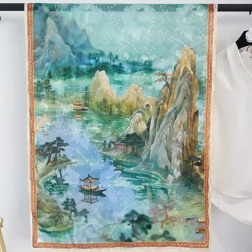 Simulationsseide Mode Blume-Schnitt Seidenschal Damen Einseitig Zweifarbig Blume Retro Schal