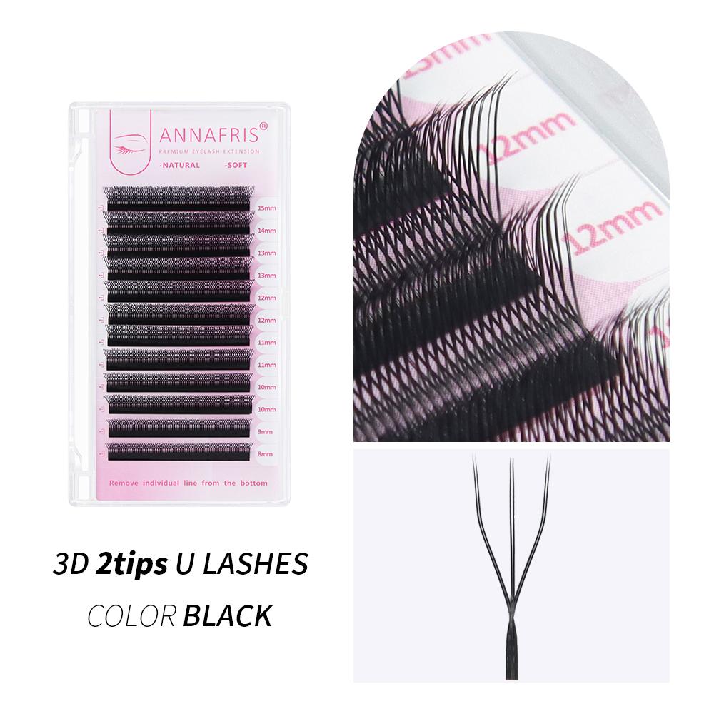 ANNAFRIS U-shaped YY 3D 4D 5D Eyelash Extension Double Tips U YY Premade Fan Lashes Fluffy Soft False Eyelashes