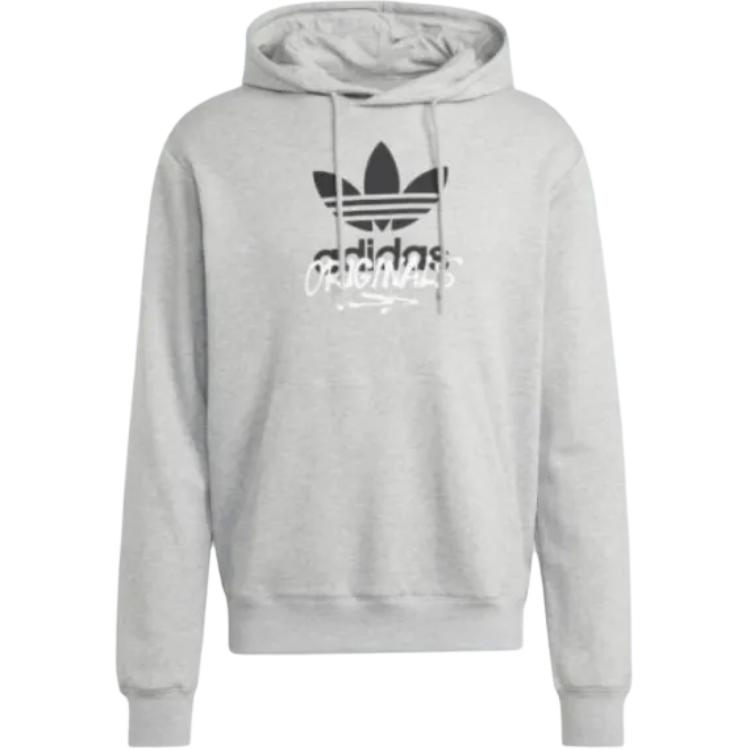 adidas Originals Men s Trefoil Logo Graphic Hoodie Medium Grey Heather IX6752