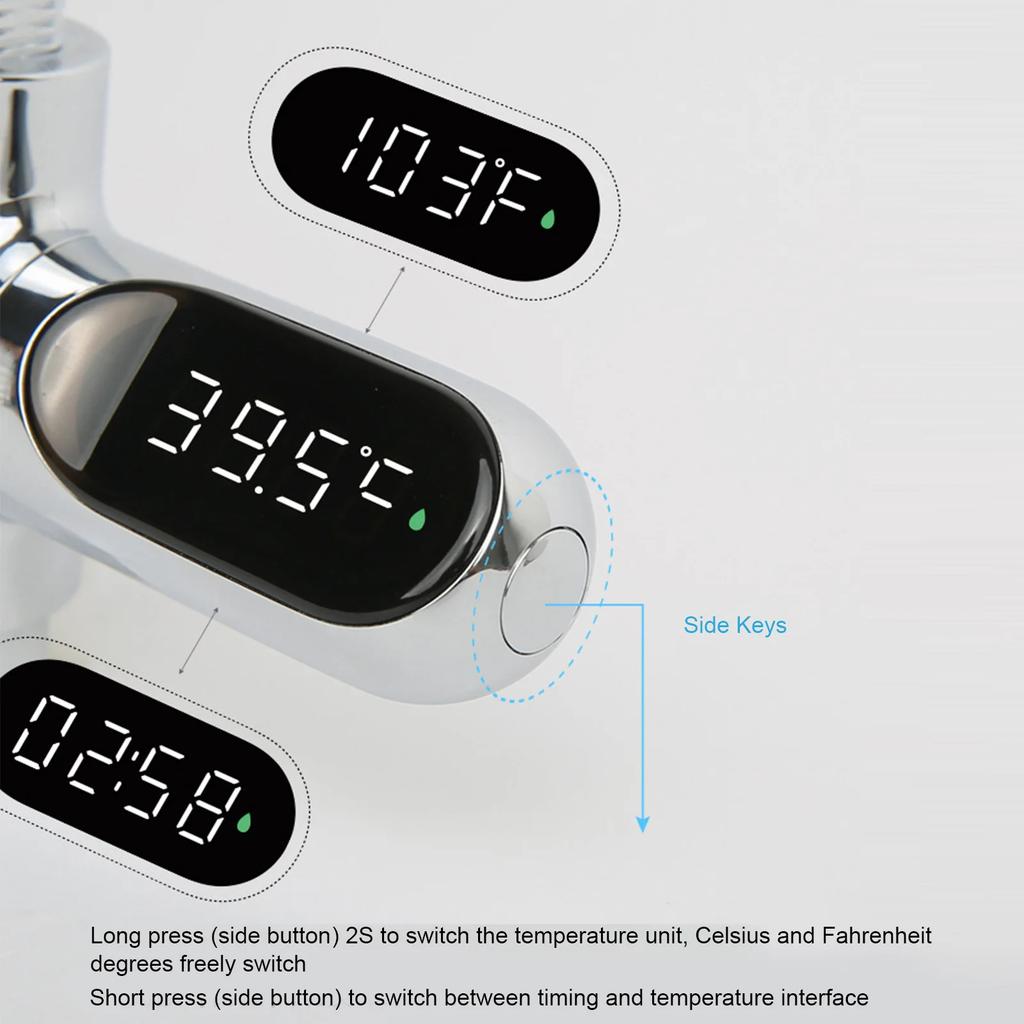 Thermostatic Shower Set With LED Screen Temperature Display Shower Self-Generating Water Temperature Smart Meter Thermometer