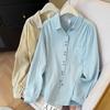 Double-layer Cotton Yarn Cotton Literary and Casual Style Shirt Spring and Summer New Breathable Loose Simple Design Lapel Top