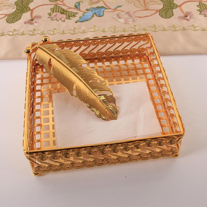 New European ins alloy carton, western restaurant, hotel paper clip, living room, household simple coffee table feather paper draw