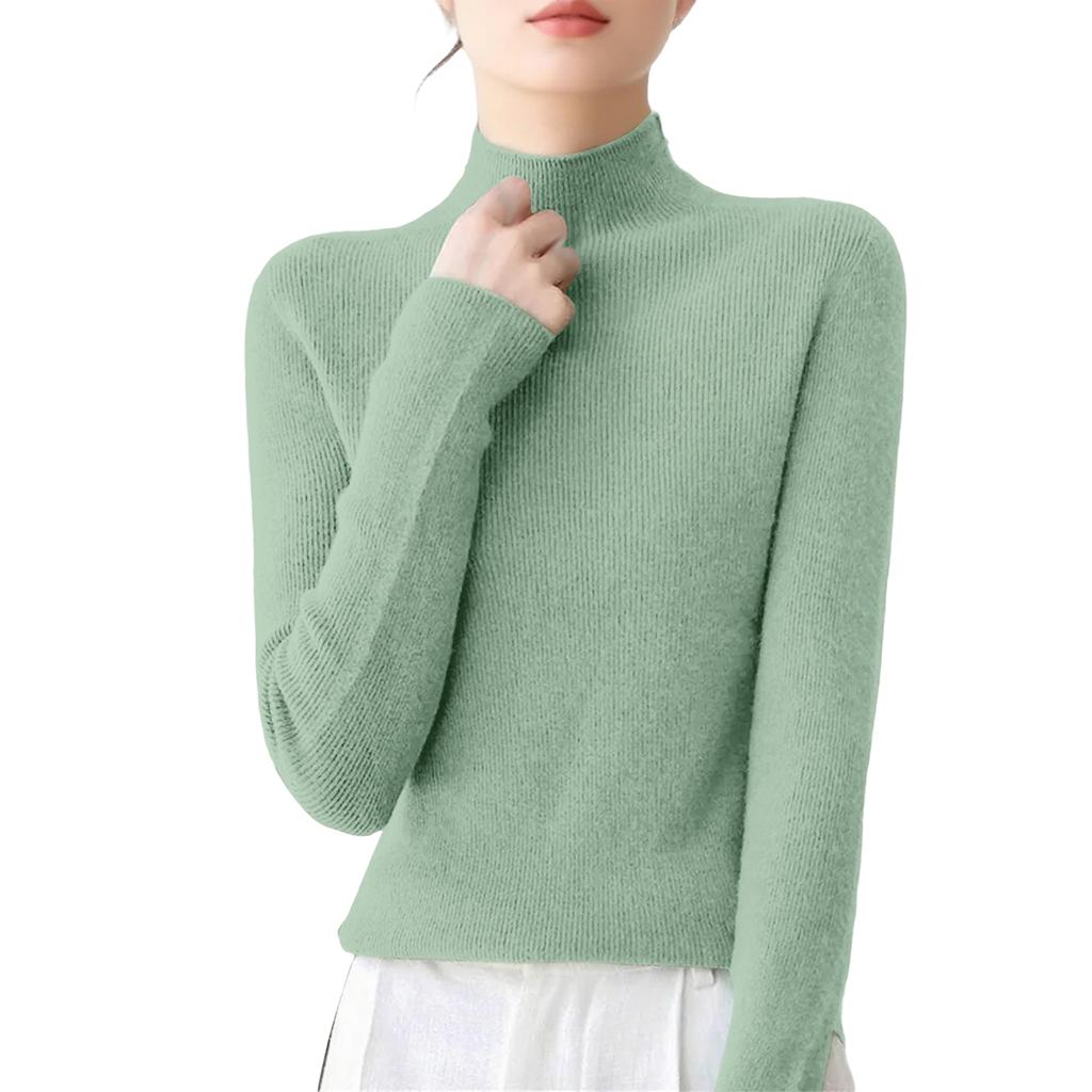 Women's Casual Round Neck Base Layer Knitted Long Sleeve Solid Color Sweater