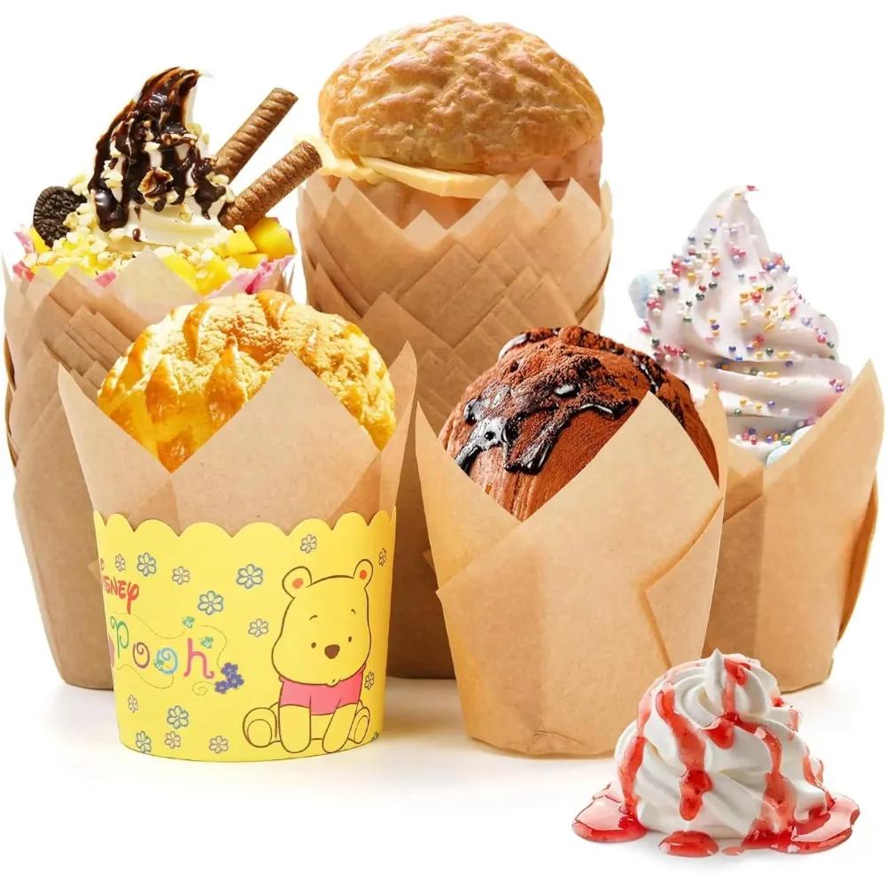 100 Stück Ölfest Tulpenförmige Muffin-Cupcake-Förmchen Einleger Backpapierförmchen Cupcake-Einleger Backwerkzeuge Hülle für Hochzeitsfeier Geburtstag
