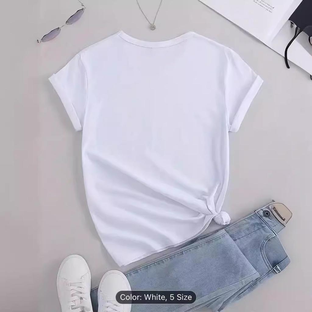 European and American spot printed crew neck T-shirt spring and summer casual short-sleeved crew neck top short-sleeved women's T-shirt