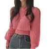 Herbst und Winter Süßer Stil Locker sitzender Pullover Strickoberteil Koreanische Version Altersreduzierend Rosa Puffärmel Weicher klebriger Pullover für Damen