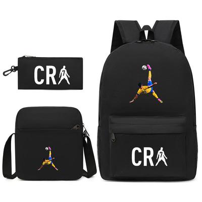 Fußballstar Teenager Schüler Schultasche Brottasche Federmäppchen Herren- und Damen-Freizeitrucksack Dreiteiliges Set