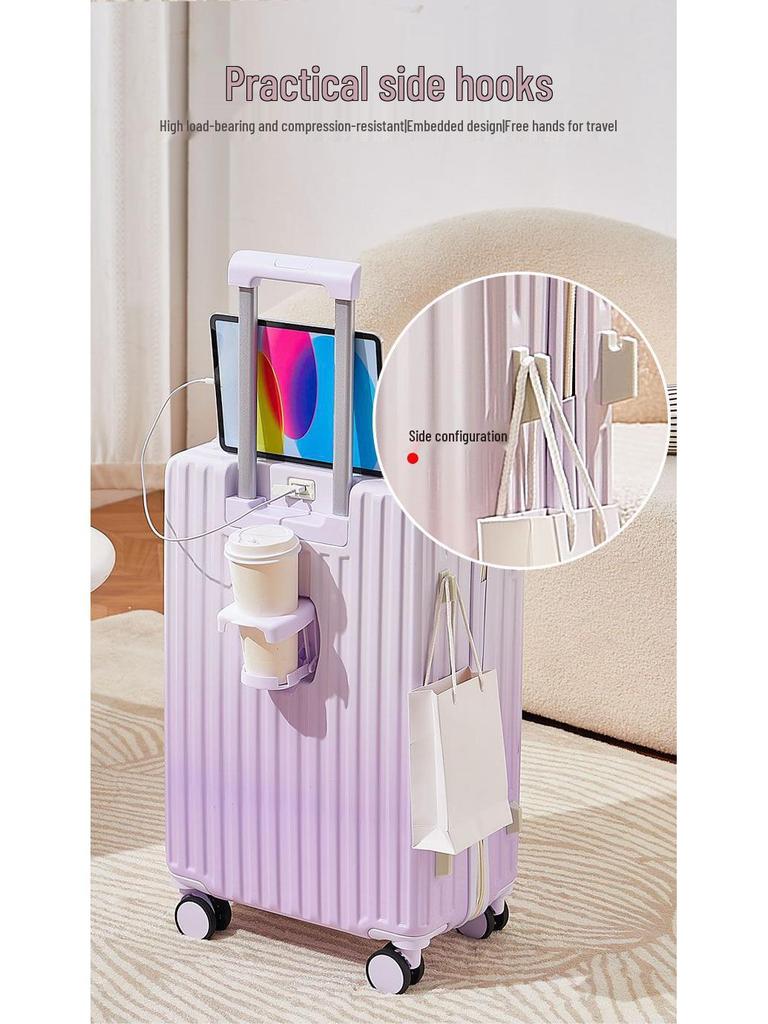 Women's 20" Carry-On Suitcase, Gradient Color, Japanese & Korean Style, 26" Trolley with Combination Lock for Travel