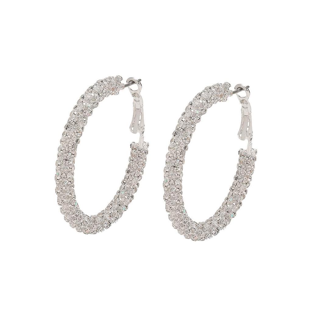 4cm AB Color Rhinestone Earrings: Sparkly C-Shaped Dangles - Versatile, Light Luxury Women's Fashion Accessory