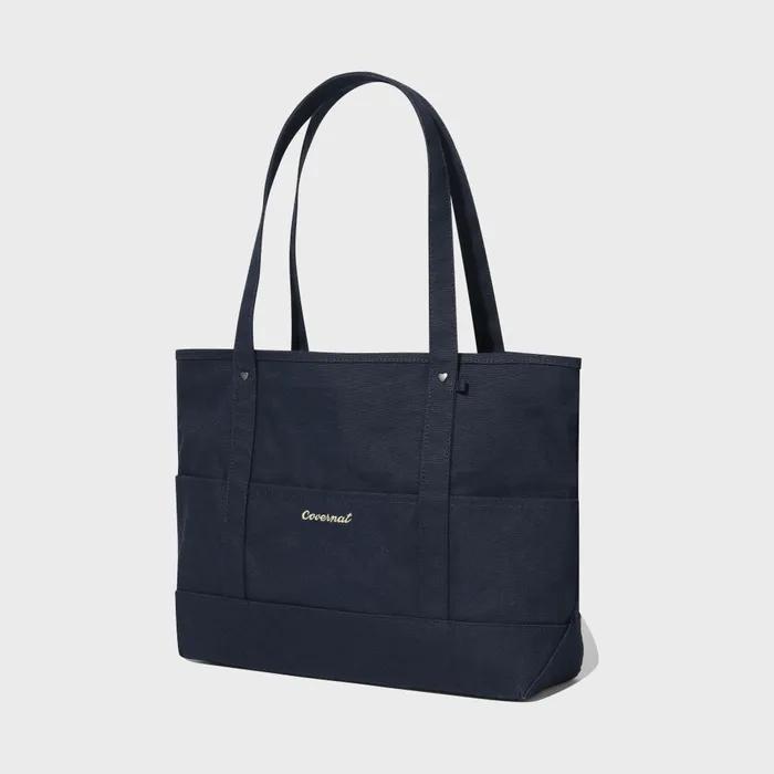 Clover Heart Big Canvas Tote Bag Navy