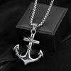 Caribbean Pirate Ship Anchor Cross Necklace For Men With Polished Titanium Steel Chain