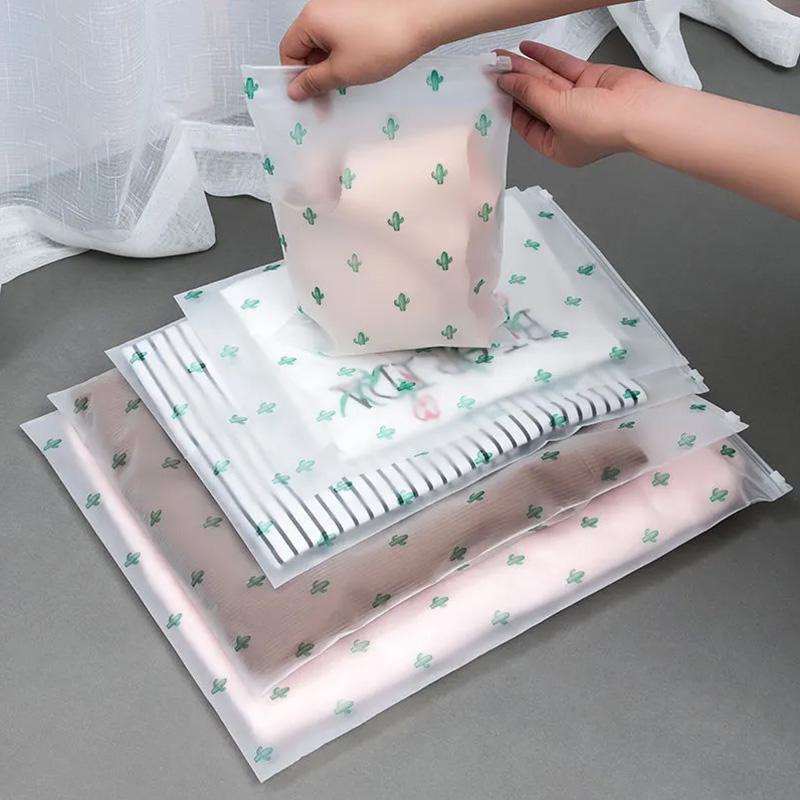 10PCS Reise Organizer Ziplock Lagerung Tasche Kunststoff Zipper Transluzenten Unterwäsche Ziplock Box Wasserdichte Verpackung Organizer