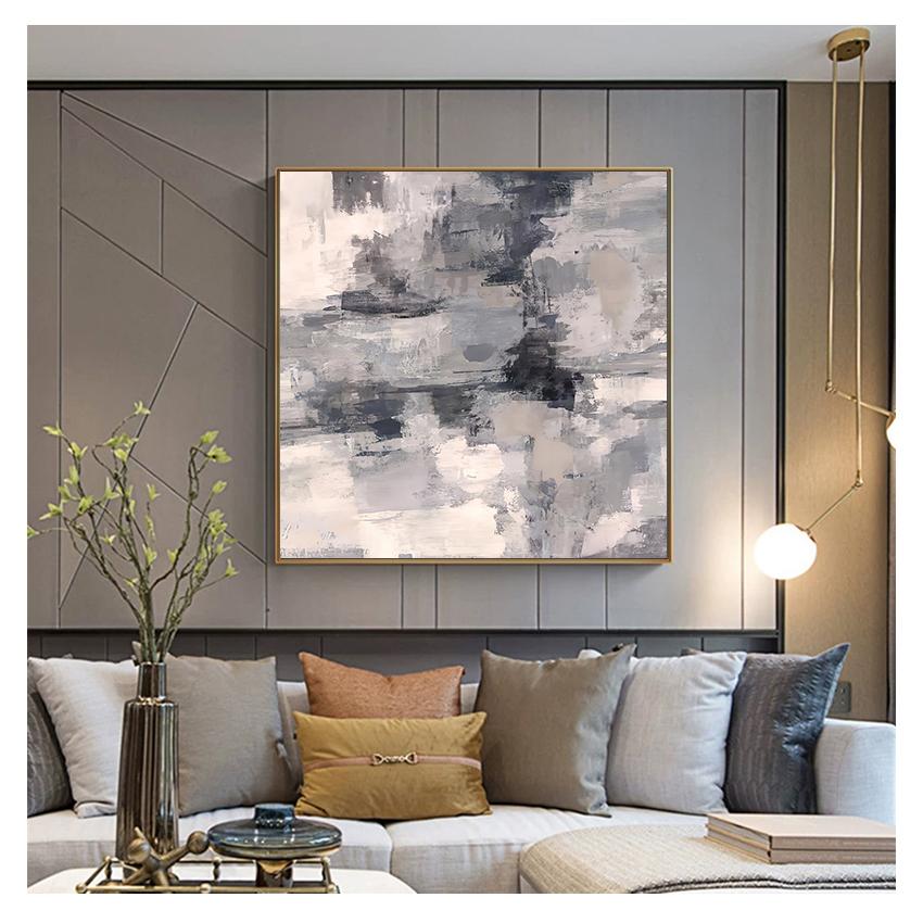 Oil painting on Canvas Scandinavian Art Poster Wall Picture for Living Room Sofa Home Decoration HD Print Yellow Gray Abstract