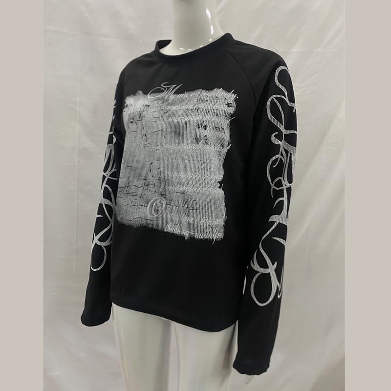 European and American personalized letter printed round neck pullover T-shirt retro