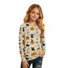 Kids' Long Sleeve Halloween Print T-Shirt with Round Neck for Everyday Wear