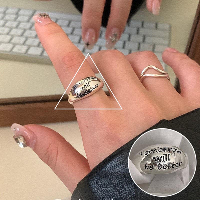 S925 Silver-Plated Creative Teardrop Ring for Women - European/American Open Design