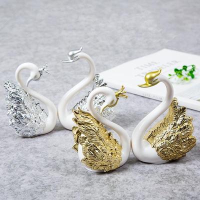 2 Pcs Love Swan Sculpture Ornament, Mini Doll Wedding Cake Decoration, Home Car Gift Statue